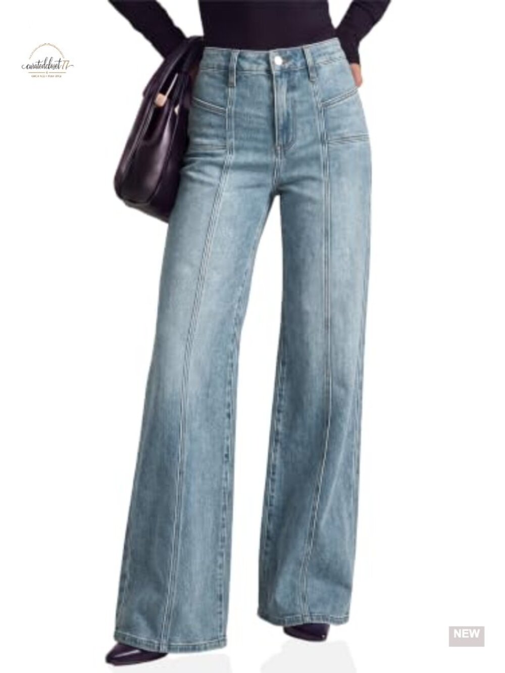 High Waisted Flare Jeans Womens Baggy Bell Bottom Seam Denim Pants